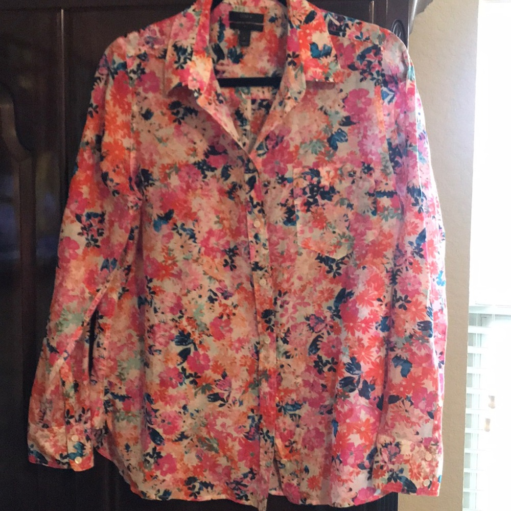 Jcrew boy shirt in brushstroke marigold.